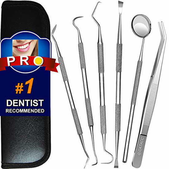 Dental Hygiene Kit, 17 Pack Dental Tools Stainless Steel Dental Scraper,  Scaler Pick Hygiene Set With Mouth Mirror, Dentist Tool Kit Tweezer Kit For