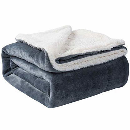 Picture of Nanpiper Sherpa Blanket Warm Blankets for Winter Super Soft Fuzzy Flannel Fleece/Wool Like Reversible Velvet Plush Couch Blanket Lightweight(Grey Throw Size 50"x60")