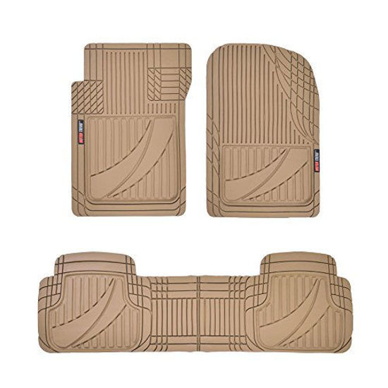 Picture of Motor Trend FlexTough Advanced Performance Rubber Floor Mats for Car SUV Auto Truck, 3pc Front & Rear Liner Set, All Weather Plus Protection, Beige (OF-793-BG)