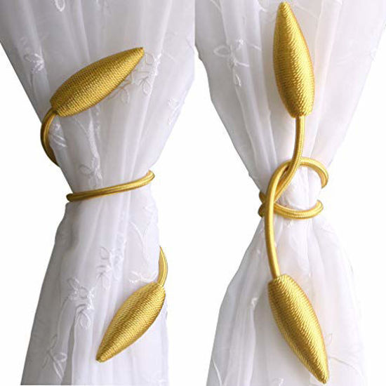 Picture of Valea Home 2-Pack Creative Curtain Tiebacks Random Modelling Curtain Holdbacks Eelicate Simple Type, Gold