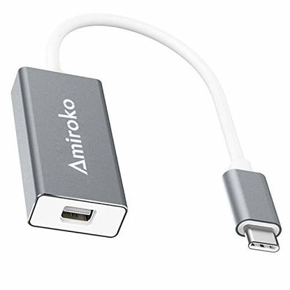 Picture of Amiroko USB-C to Mini DisplayPort Adapter, USB 3.1 Type C (Thunderbolt 3) to Mini DP Adapter Support 4K, 1080P for MacBook Pro, Alienware, to LED Cinema Display / Dell Monitor etc, Gray