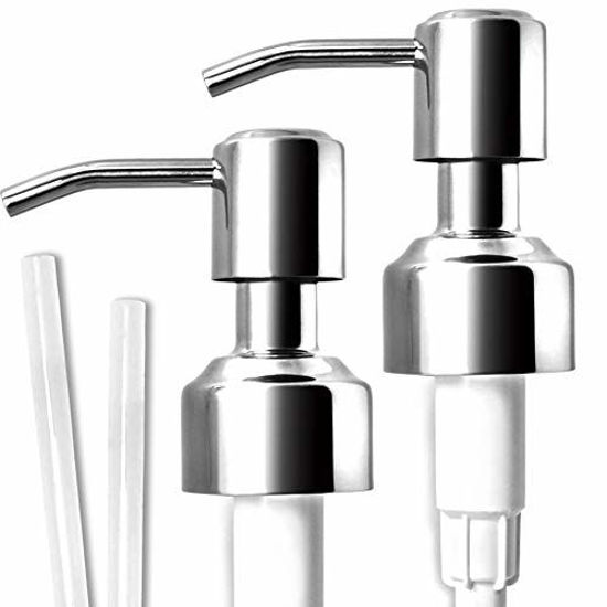 Picture of JASAI Durable 304 Rust Proof Stainless Steel Soap Pump, Kitchen Soap Dispenser Pump Replacement for Regular Mouth Bottle, 2 Pack