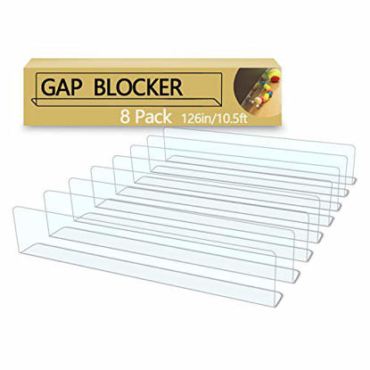 Picture of QIYIHOME 8-Pack Toy Blocker, Gap Bumper for Under Furniture, BPA Free Safe PVC with Strong Adhesive, Stop Things Going Under Sofa Couch or Bed, Easy to Install