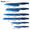 Picture of Wanbasion Blue Professional Kitchen Knife Chef Set, Kitchen Knife Set Stainless Steel, Kitchen Knife Set Dishwasher Safe with Sheathes