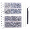 Picture of Outuxed 5040pcs Clear Hotfix Rhinestones 6 Mixed Size Crystal Flatback Rhinestones for Crafts Round Glass Gems with Tweezers and Picking Rhinestones Pen 2-6.5mm