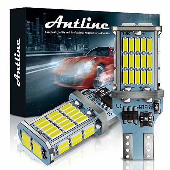 Picture of ANTLINE Extremely Bright 921 912 906 T15 W16W LED Bulb White, CANBUS 48-SMD 4014 Chipsets 1300 Lumens LED Replacement for Car Backup Reverse Center High Mount Stop Light Bulbs(Pack of 2)