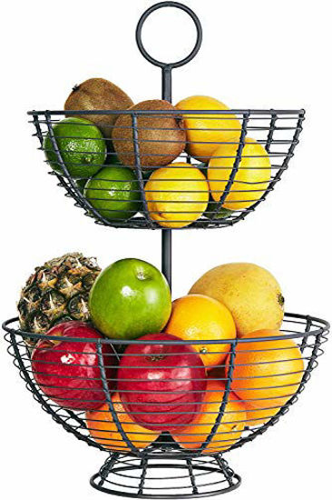 1 Tier Fruit Basket – Fruit Bowl or Produce Holder | Two Tier Fruit Basket  Stand for Storing & Organizing Vegetables, Eggs, etc | Fruit Basket for