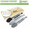 Picture of HINMAY Small Silicone Tongs 7-Inch Mini Serving Tongs, Set of 3 (Black White Gray)