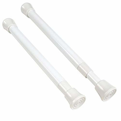 Picture of KXLIFE 2 Pack Small Spring Tension Curtain Rod for Window Cupboard Closet (White, 7 to 12 Inch)