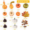 Picture of YIZRIO Mini Artificial Pumpkins Autumn Gourds, Maple Leaves, Pine Cones, Acorns for Halloween, Fall and Thanksgiving Decoration