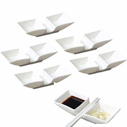 Picture of MULHUE 5 PCS Ceramic boat shape Dipping Bowls, Appetizer Plates, Small Dish Set Bowls Mini Dipping Sauce Bowls Saucers Ramekins Plate Tasting Seasoning Vinegar Sushi Salad Soy Sauce Wasabi Oil