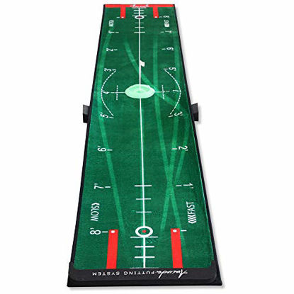 Picture of Aucuda Putting Green Indoor Golf Putting Mat- 4 Speed Golf Green Simulator -10 ft x 20 in,Green