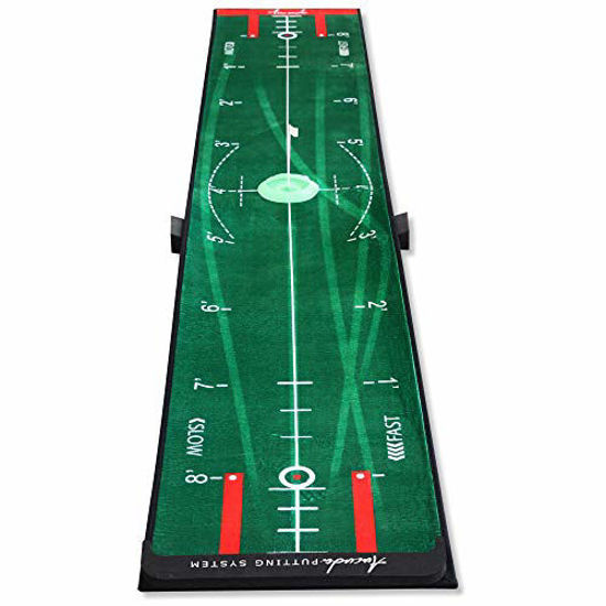 Picture of Aucuda Putting Green Indoor Golf Putting Mat- 4 Speed Golf Green Simulator -10 ft x 20 in,Green