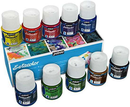 Pebeo Setacolor Light Fabrics Paint Set, Cardboard Box of 10 Assorted  45-Milliliter Jars