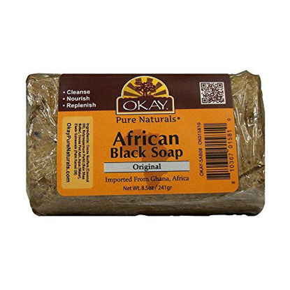 Picture of OKAY - African Black Soap - For All Skin Types - Cleanses and Rejuvenates - Nourishes and Heals - Free of Sulfate, Silicone & Paraben - 8 oz