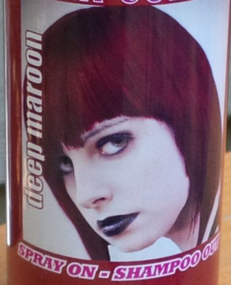 Picture of Spray On Wash Out Deep Maroon Hair Color Temporary Hairspray Great For Costume or Halloween Party Rave Concert Stage Play Musical Movie Photo DragonCon ComiCon Festival RESULTS MAY VARY