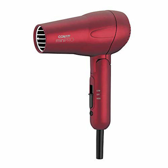 Picture of Conair miniPRO Tourmaline Ceramic Travel Hair Dryer with Folding Handle, Red