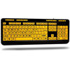 Picture of Adesso AKB-132UY - Luminous 4 X Large Print Multimedia Desktop USB Keyboard, Black Yellow