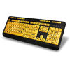 Picture of Adesso AKB-132UY - Luminous 4 X Large Print Multimedia Desktop USB Keyboard, Black Yellow