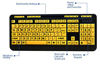 Picture of Adesso AKB-132UY - Luminous 4 X Large Print Multimedia Desktop USB Keyboard, Black Yellow