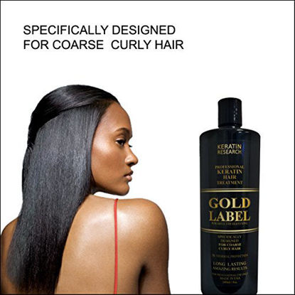 Picture of Gold Label Professional Results Brazilian Keratin Blowout Hair Treatment Enhanced Specifically Designed for Coarse Curly Black African Dominican Brazilian Hair 240ml