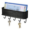 Picture of iDesign Twillo Steel Wall Mount Mail and Key Rack - 10.5" x 2.5" x 4.5", Matte Black