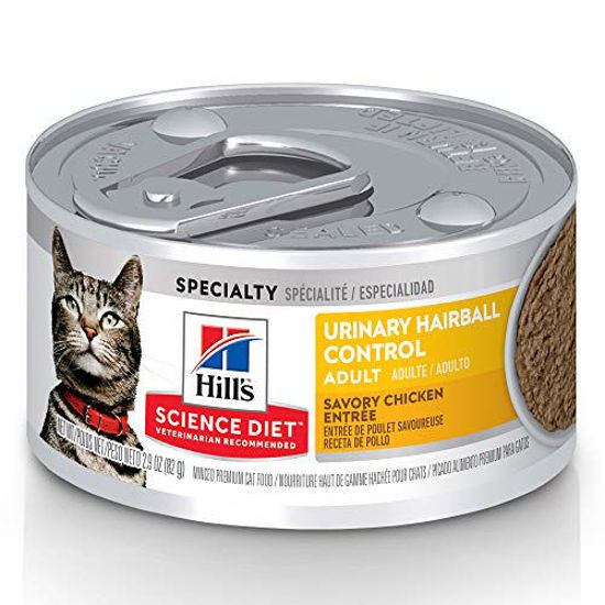 Picture of Hill's Science Diet Wet Cat Food, Adult, Urinary & Hairball Control, Savory Chicken Recipe, 2.9 oz Cans, 24 Pack