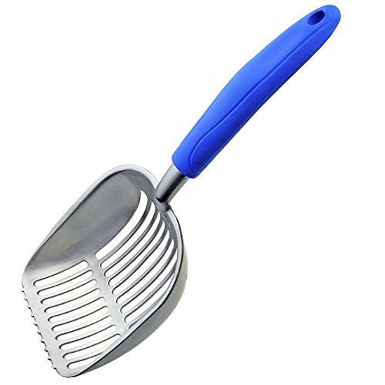 Picture of Chibuy The Latest Update Cat Litter Scoop with Metal TABS/Round Teeth, Deep Shovel Sifter Cats Litter Scoop, Durable Pet Kitty Litter Scooper in Aluminium