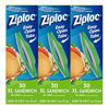 Picture of Ziploc Sandwich Bags with New Grip 'n Seal Technology, XL, 30 Count, Pack of 3 (90 Total Bags)