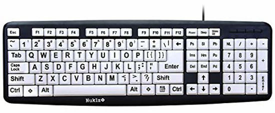 Picture of Nuklz N Large Print Computer Keyboard | Visually Impaired Keyboard | High Contrast Black and White Keys Makes Typing Easy | Perfect for Seniors and Those Just Learning to Type
