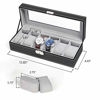 Picture of NEX 6 Slot Leather Watch Box Display Case Organizer Glass Jewelry Storage Black