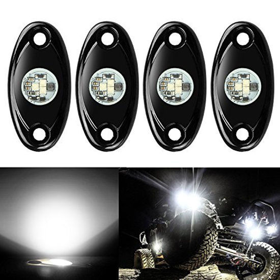 Picture of 4 Pods LED Rock Lights, Ampper Waterproof LED Neon Underglow Light for Car Truck ATV UTV SUV Offroad Boat Underbody Glow Trail Rig Lamp (White)