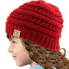 Picture of Kids Ages 2-7 Warm Chunky Thick Stretchy Knit Slouch Beanie Skull Hat Red