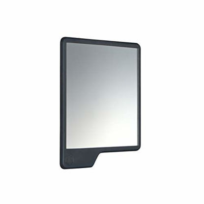 Picture of TOOLETRIES Mighty Mirror - anti-fog shower mirror. 100% silicone. SHATTERPROOF mirror. Grips to shiny surfaces. No suction cups | No adhesives (Charcoal (Large))