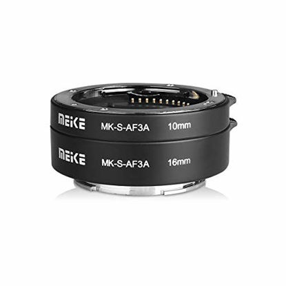 Picture of MEIKE MK-S-AF3A Metal Auto Focus Macro Extension Tube Adapter Ring (10mm+16mm) for Sony Mirrorless E-Mount FE-Mount A7 NEX Camera A7 A7M2 NEX3 NEX5 NEX6 NEX7 A5000 A5100 A6000 A6300 A6500 A9 A7III