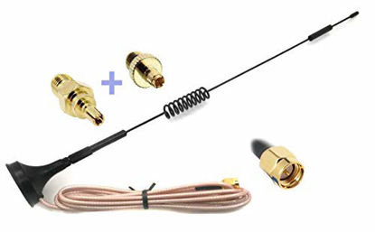 Picture of Universal Kit of 3G 4G LTE Dipole Antenna Wide Band 7dBi 698-2700Mhz Omni Directional GSM on Magnetic Base RG316 3ft/0.9m Low Loss Cable with SMA Female to TS-9 and CRC9 for any Devices as Verizon
