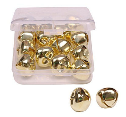 Picture of Shapenty 1 Inch/25mm Gold Metal Jumbo Christmas Jingle Bells for Wedding Xmas Tree Decoration Craft DIY Beads Jewelry Findings Charms (Gold, 16PCS/Box)