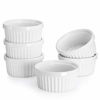 Picture of Sweese 502.001 Porcelain Souffle Dishes, Ramekins - 4 Ounce for Souffle, Creme Brulee and Dipping Sauces - Set of 6, White