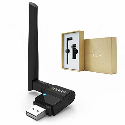 Picture of EDUP USB WiFi Adapter Dual Band Wireless Network Adapter 802.11 AC 2.4G/5G USB Wi-Fi Dongle with Extender Antenna Compatible with Windows XP/Vista /7/8.1/10, Mac OS X 10.7-10.15