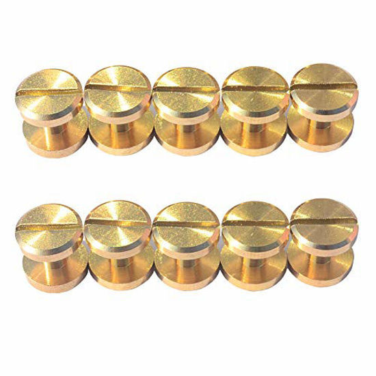 Picture of DGOL 50 Pairs Brass Backscrews Golden Leather Fasteners Sturdy Binding Rivets Belt Strap Collar Back Screws PU Studs Length (0.158 inch (4mm))