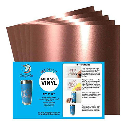 Chrome Rose Gold Adhesive Craft Permanent Vinyl Roll 12 X 10