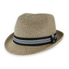 Picture of Men/Women Summer Straw Trilby Fedora Hat in Blue, Tan, Black (XLarge, Tan)