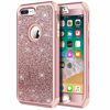 Picture of Hython Designed for iPhone 8 Plus, iPhone 7 Plus Case, Heavy Duty Defender Protective Bling Glitter Sparkle Hard Shell Hybrid Shockproof Rubber Bumper Cover for iPhone 7 Plus and 8 Plus, Rose Gold