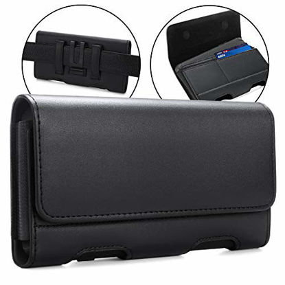 Picture of BECPLT Galaxy Note 20 Ultra 5G Holster Case, Leather Galaxy Note 10 Plus Belt Clip Holster Pouch Carrying Sleeve with ID Card Holder for Galaxy A12 A42 5G M51 M21s A21s Galaxy Note 20 Note 9 8 (Black)