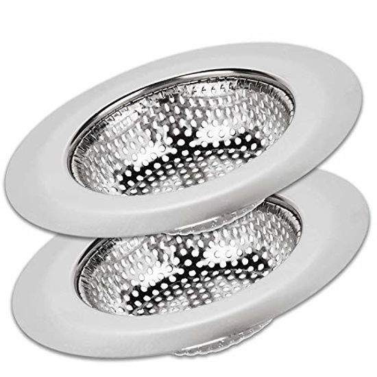 Picture of SoLID (TM) Kitchen Sink Strainer Basket Catcher 2 pack 4.5 inch Diameter, Wide Rim Perfect for Most Sink Drains, Anti-Clogging Micro Perforation Holes, Rust Free, Dishwasher Safe