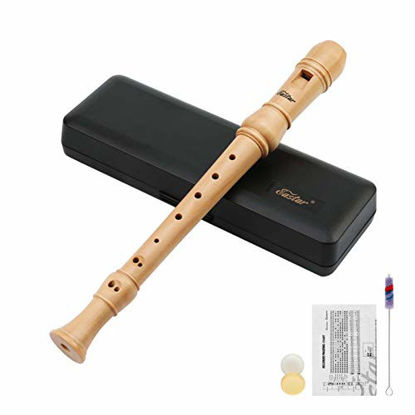 Picture of Eastar ERS-31GM Recorder Instrument for Kids Adults Beginners Soprano Recorder German Style Maple Wood C Key 3 Piece Recorder With Hard Case, Joint Grease,Fingering Chart And Cleaning Kit