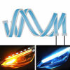 Picture of 2PC 24 Inch Dual Color Blue/Sequence Amber LED Headlight Strip Tube, Waterproof Flexible Adhesive Daytime Running Lights DRL Switchback Glow Light Strip Headlight Decorative Lamp for Car