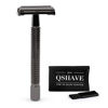 Picture of QSHAVE Butterfly Open Long Handle Double Edge Safety Razor for Men or Women, Nostalgic ( 1 Razor + Leather Protective Sleeve + 5 pcs Titanium Coated Blades)