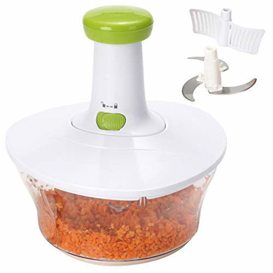Picture of Brieftons Express Food Chopper: Large 6.8-Cup, Quick & Powerful Manual Hand Held Chopper / Mixer to Chop Fruits, Vegetables, Herbs, Onions for Salsa, Salad, Pesto, Hummus, Guacamole, Coleslaw, Puree
