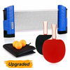 Picture of XGEAR Anywhere Ping Pong Equipment to-Go Includes Retractable Net Post, 2 Ping Pong Paddles, 3 pcs Balls, Attach to Any Table Surface, for All Ages, Lake Blue